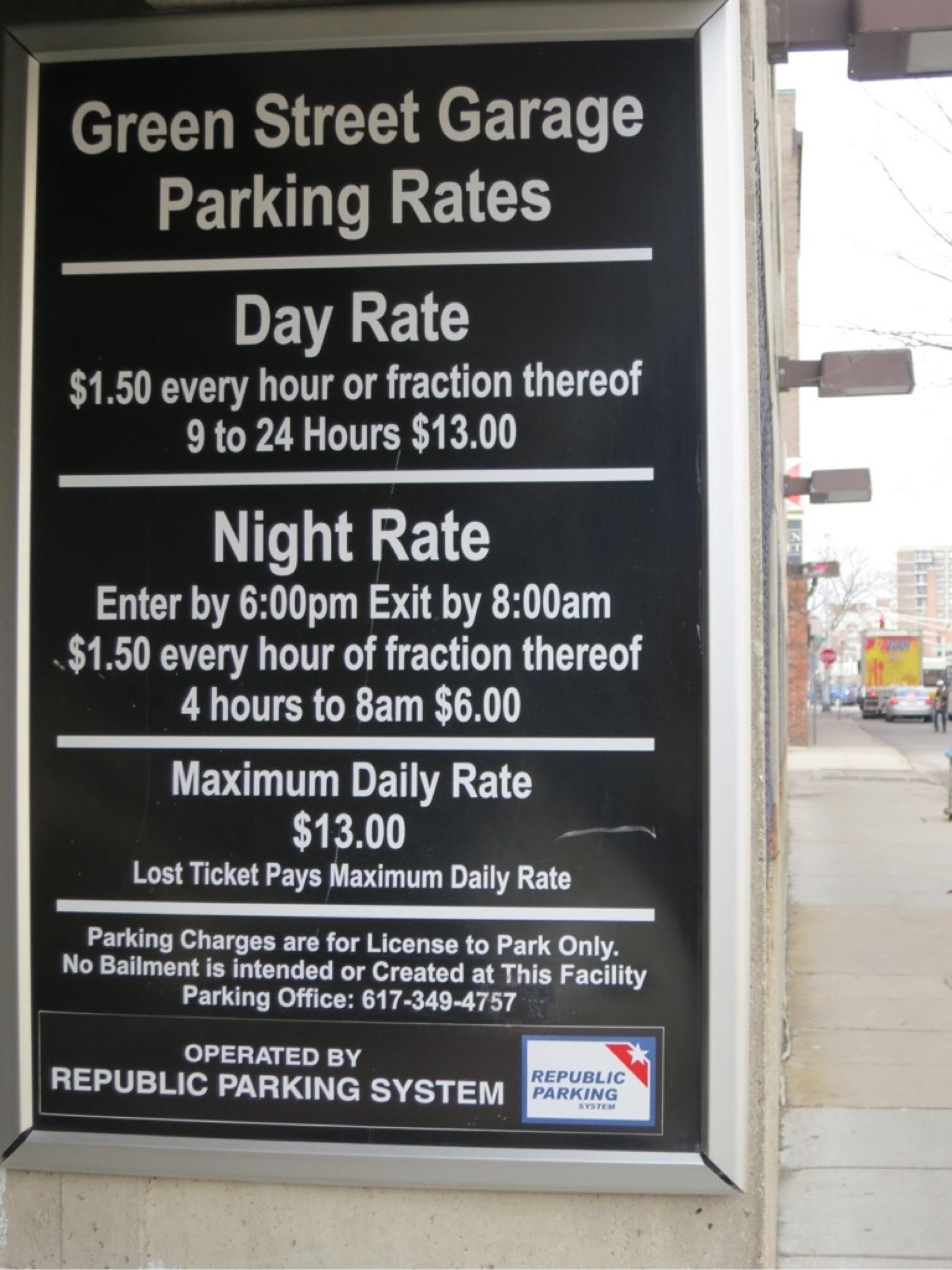 Green Street Garage Parking in Cambridge ParkMe