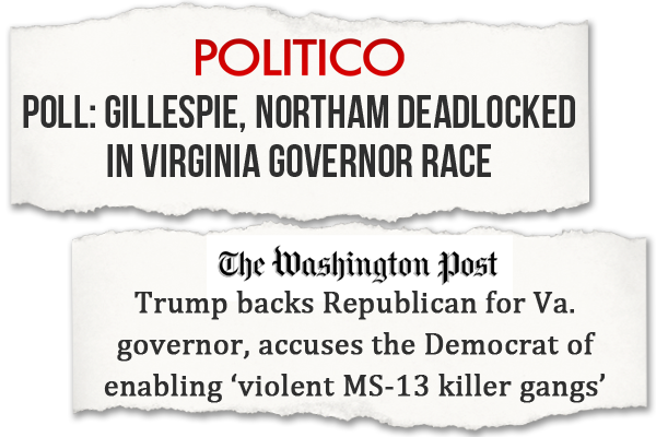 Important VA races - including the governor's race - are a dead heat!