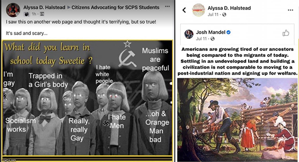 Photos depicting posts made by Alyssa Halstead on Facebook