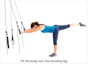 Tilt the body over the standing leg.