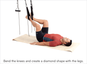 Bend the knees and create a diamond shape with the legs.