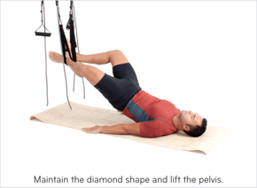 Maintain the diamond shape and lift the pelvis.