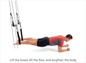 Lift the knees off the floor and lengthen the body.