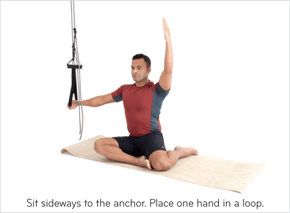 Site sideways to the anchor. Place one hand in a loop.