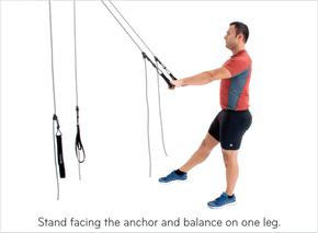 Stand facing the anchor and balance on one leg.
