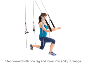 Step forward with one leg and lower into a 90/90 lunge.