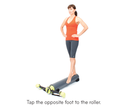 Tap the opposite foot to the roller