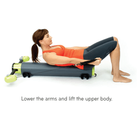 Lower the arms and lift the upper body