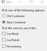 Radio Buttons Example