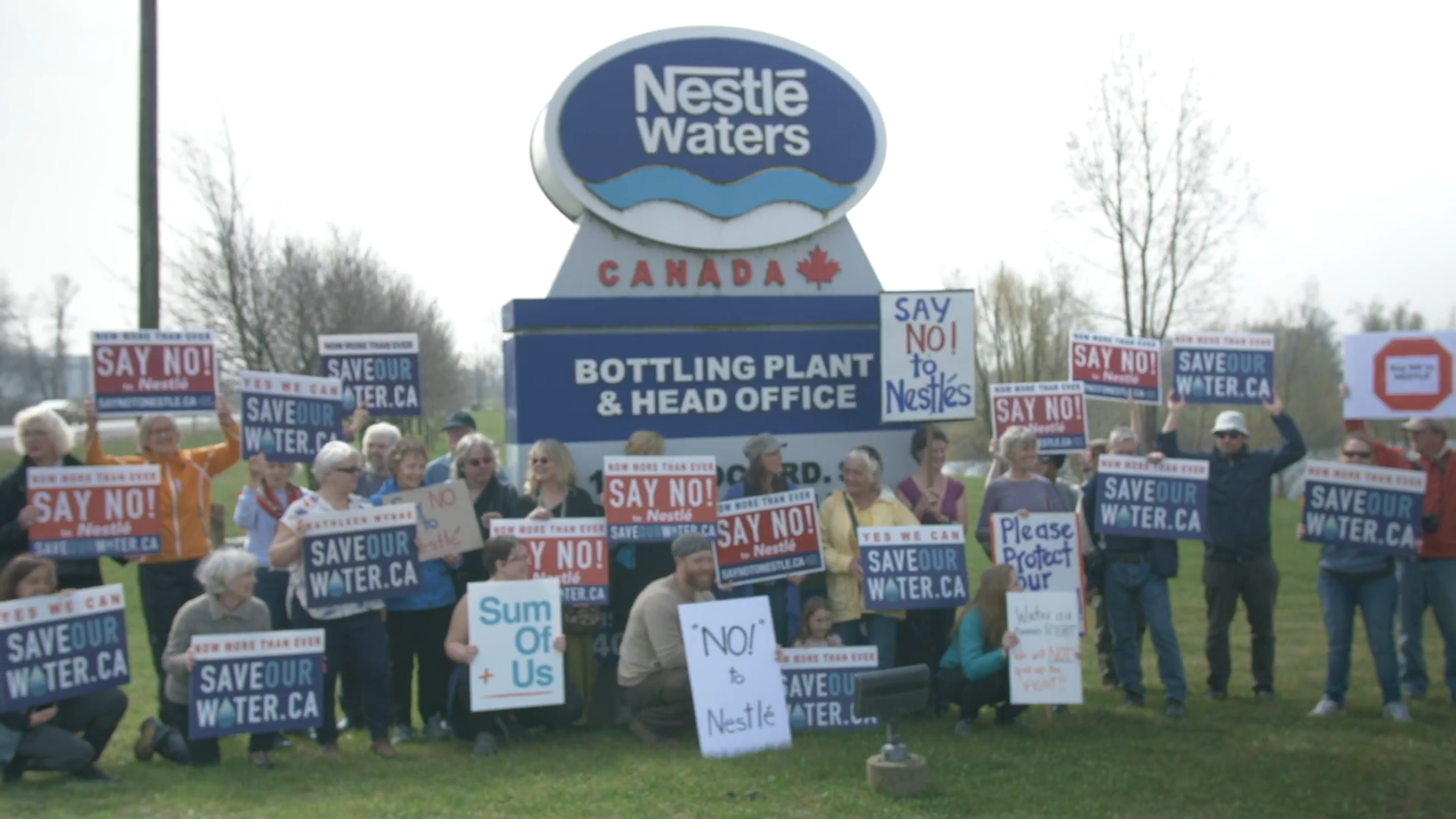 Protest in front of Nestle Waters Canada head office and bottling plant