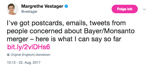 Vestager's tweet