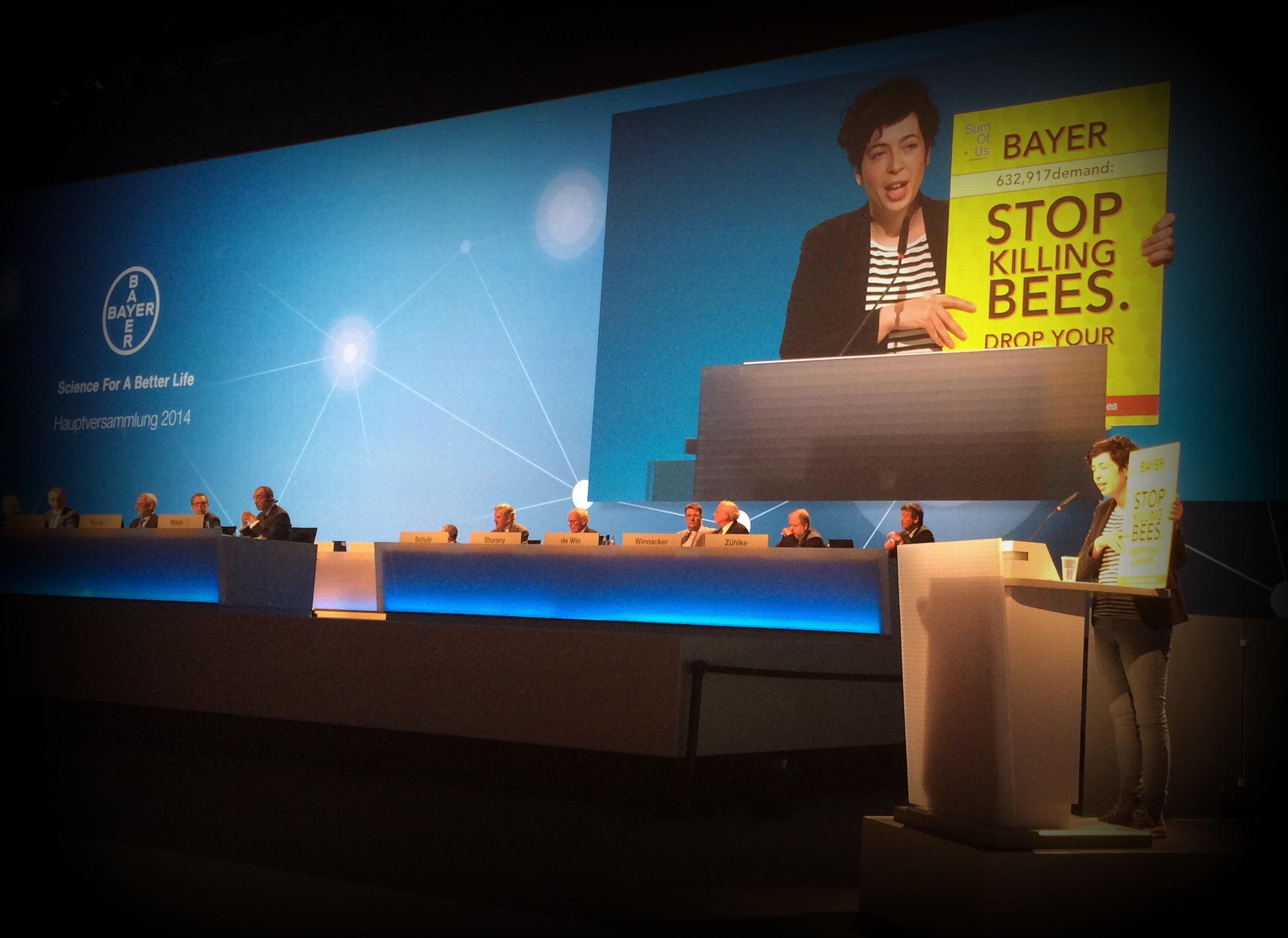 Bringing the fight right to Bayer's shareholder meeting.