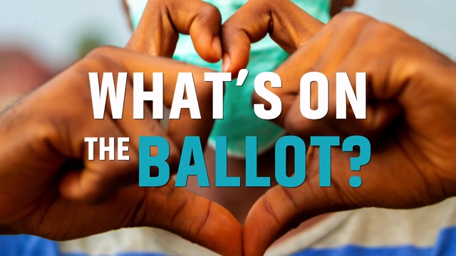 An image of a pair of hands making the shape of an heart with the caption "what's on the ballot?"