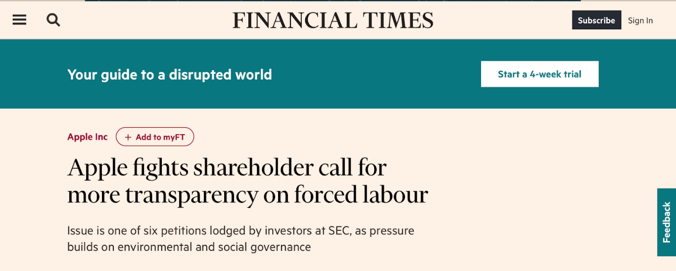 Apple resolution in the Financial Times