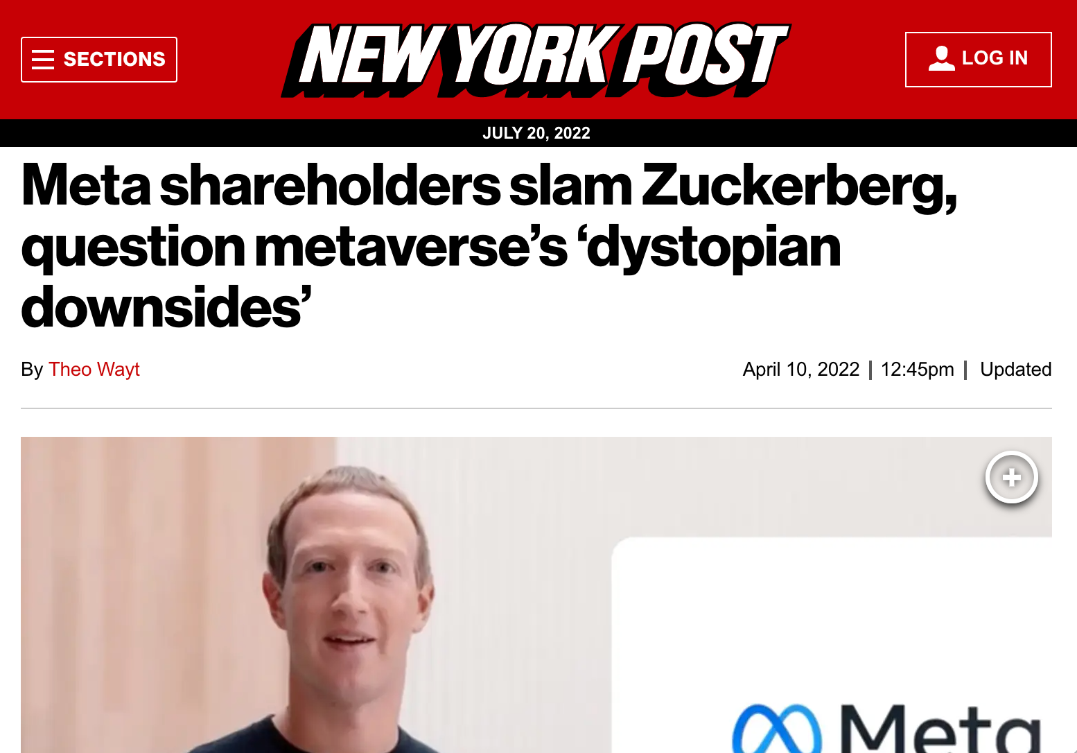 SumOfUs metaverse resolution in the New York Post