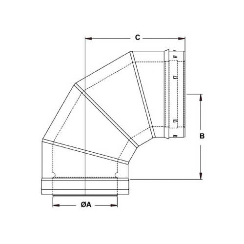 2SVDE0890 ZFLEX 2SVDE0890 8" x 90° ZVent Double Wall Elbow