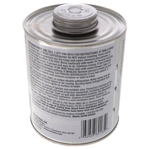 60165 Hercules 60165 32 oz. Heavy Body, Slow Set PVC Cement (Clear)