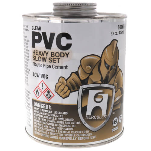 60165 Hercules 60165 32 oz. Heavy Body, Slow Set PVC Cement (Clear)