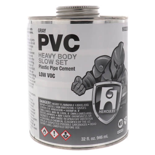 60220 Hercules 60220 32 oz. Heavy Body, Slow Set PVC Cement (Gray)