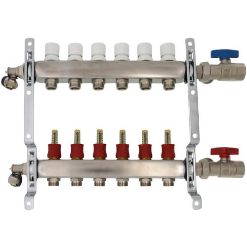HM6 Bluefin HM6 6Loop Stainless Steel Radiant Heat Manifold