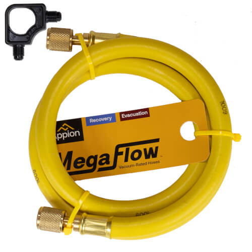 MH380004AAY Appion MH380004AAY 3/8" MegaFlow HighSpeed Recovery Hose, 4', 1/4" x 1/4" Flare