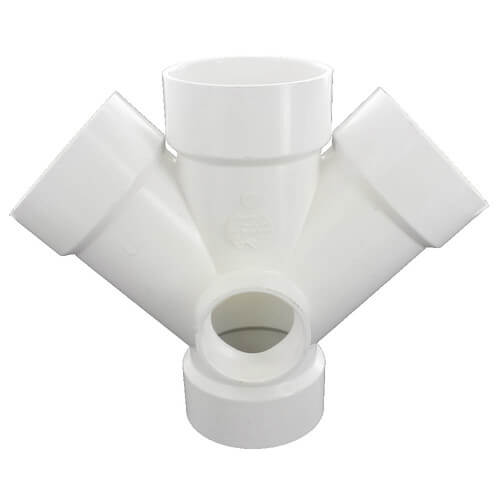 P611S030 Spears P611S030 3" PVC DWV Double Wye w/ 2" Side Inlet