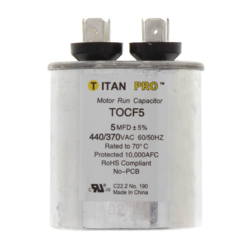 thumbnail image 2 of Lot Of 2 Titan Pro TOC7.5 Oval Motor Run Capacitors – 7.5 MFD, 370 VAC 2 of 6