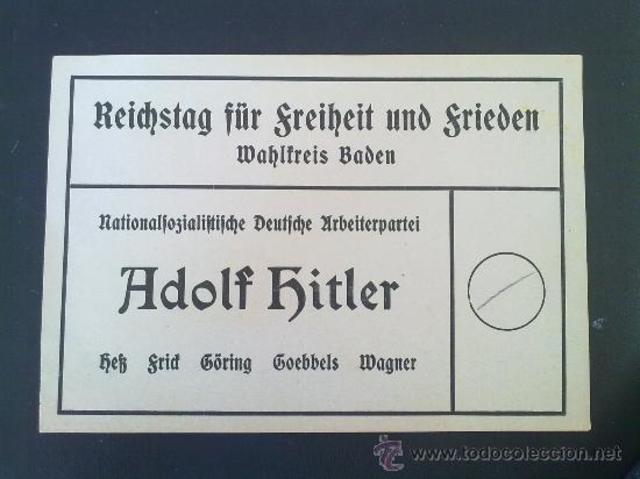 Eleccións do partido NAZI de Hitler.