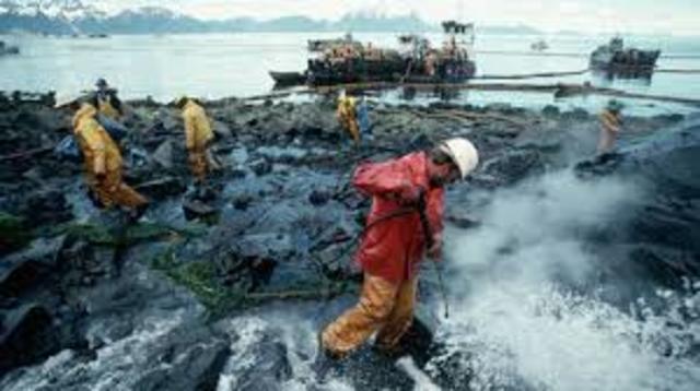 Exxon Valdez Spills Millions of Gallons of Oil on Coastline