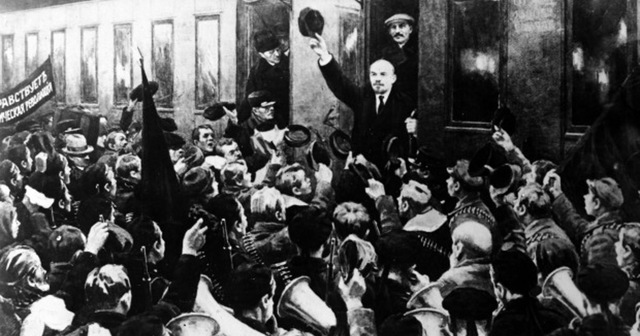 Lenin returns from exile and arrives in Petrograd via a sealed train