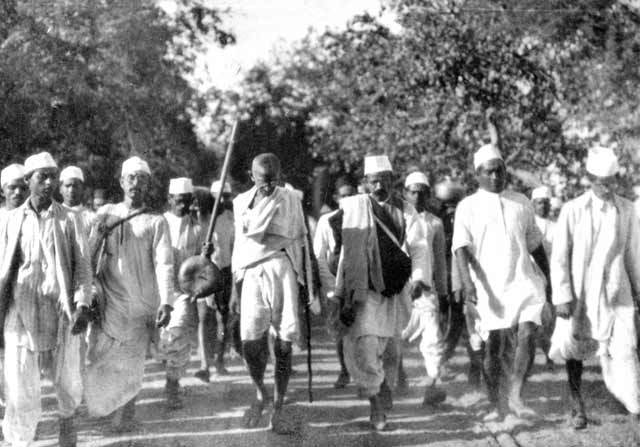 Gandhi leads the Salt March in India.