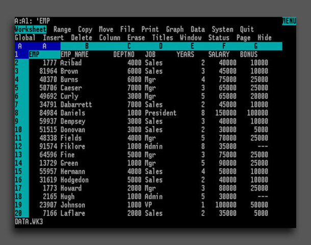 lotus 123 - planilhas eletrónicas
