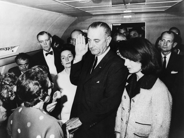 Lyndon Johnson is sworn in as president