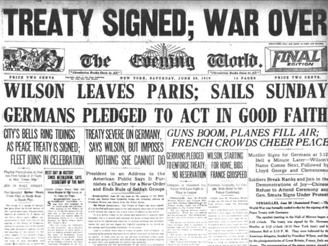 Hitler pledges to undo the Treaty Of Versailles