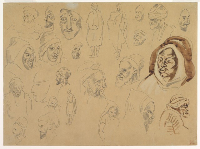 EUGENE DELACROIX «études de portraits de Marocains»