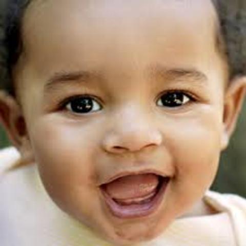 Babbles with expression and copies sounds he hears