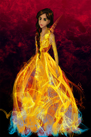 Cinna makes amazing suits that glow as if on fire for Peeta and Katniss