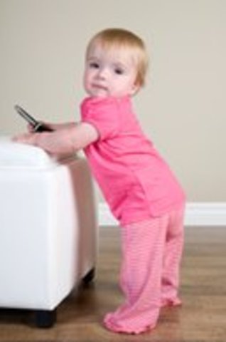 May take a few steps without holding on