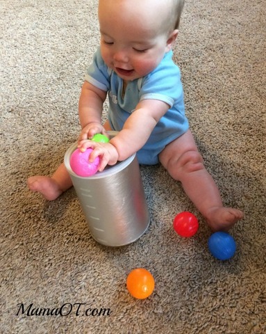 Puts things in a container, takes things out of a container