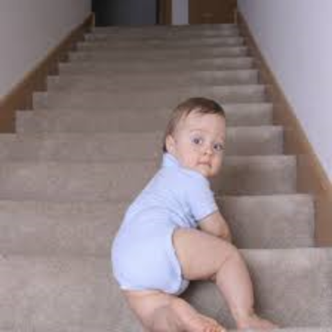 May walk up steps and run