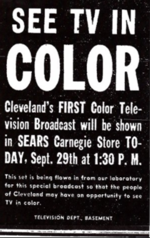 Primera emissió de la televisió en color