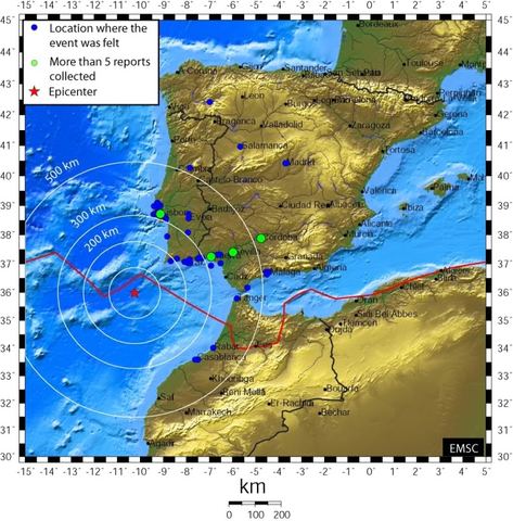Temblor en Portugal de 9 Grados en la escala de Richter