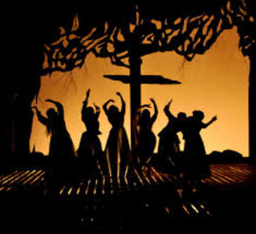 Girls dancing in the woods