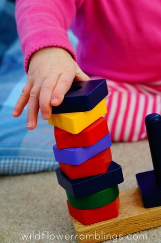 Baby begins to sort shapes and colors