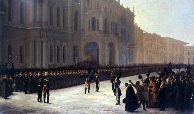 Присяга императору Николаю и выступление декабристов в Петербурге.