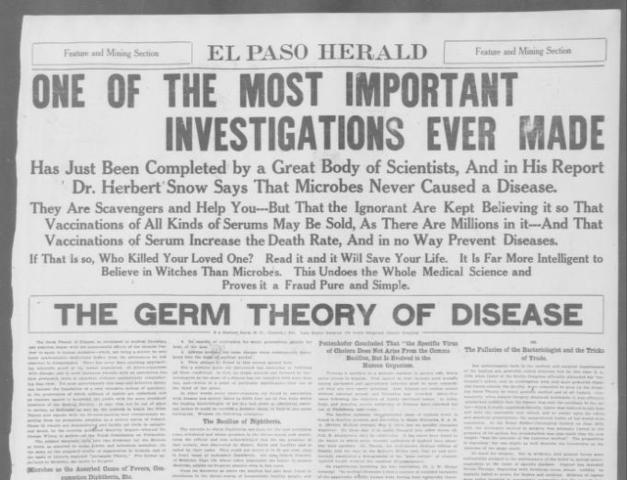 The Germ Theory of Disease is published