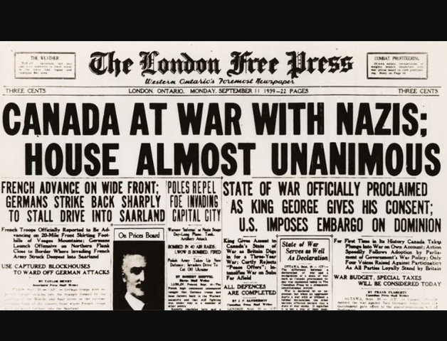 Canada declares war on Germany