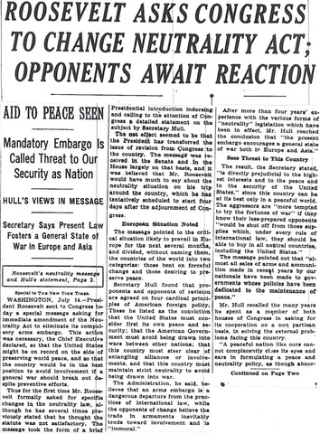 Neutrality Act passes