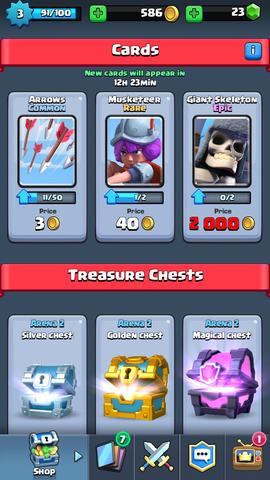 en la tienda habían cofres de: plata, oro y mágicos.