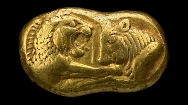 The first known gold coin was minted by the Lydian king Croesus.